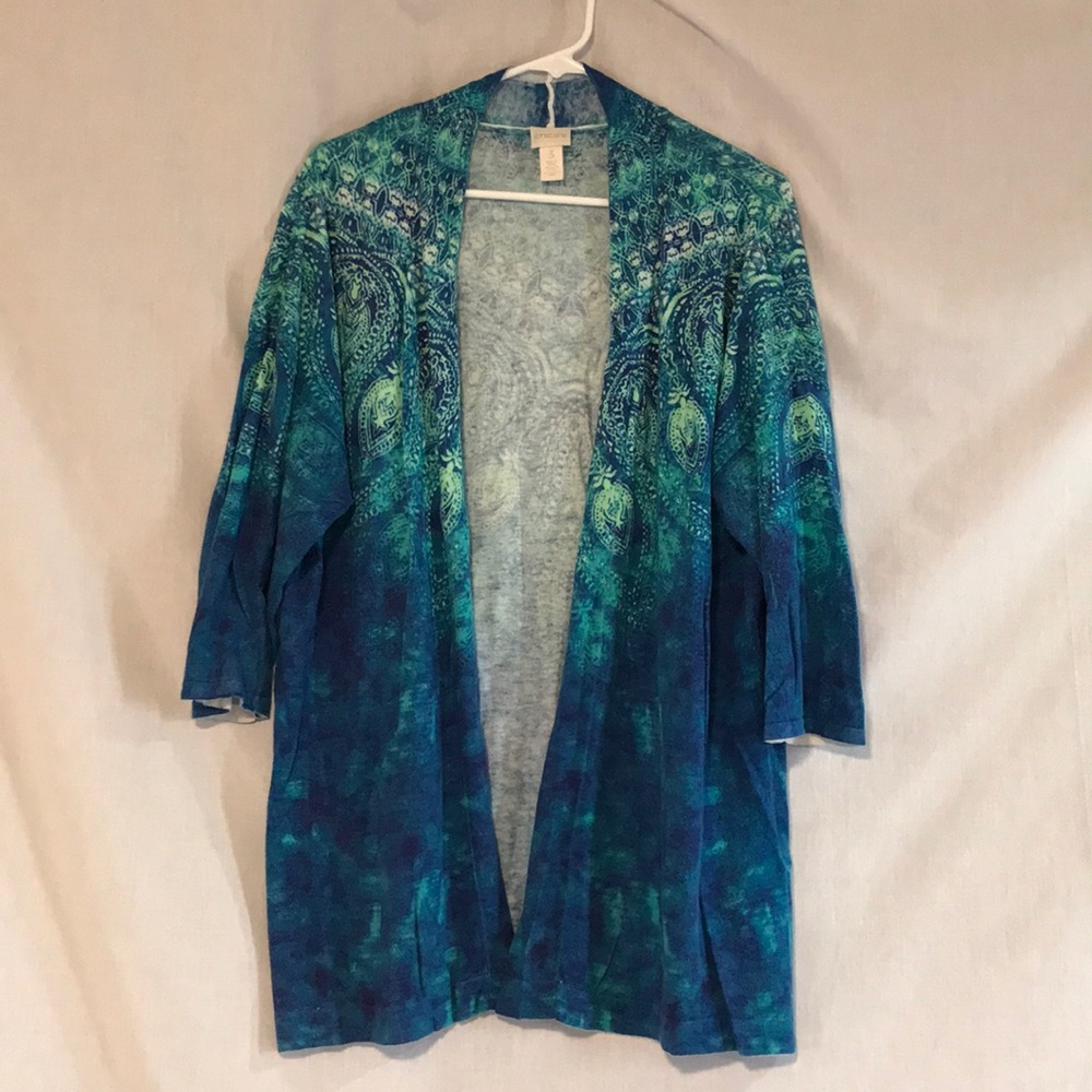 Chico’s Ombré Blue Paisley Cardigan- Can Fit 1X
